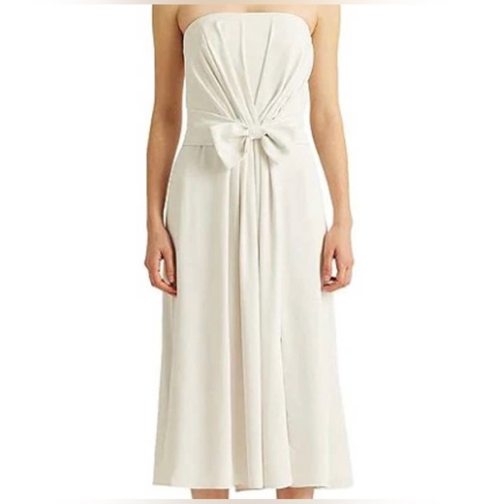 NWOT Ralph Lauren Ivory strapless built in bra bow Women's Dress Size 8